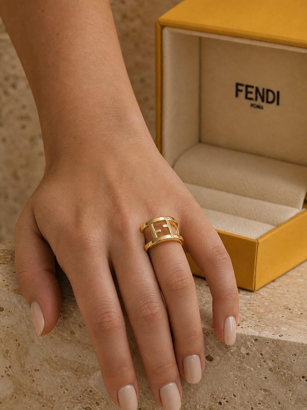 Fendi Modern Designer Ring Style 4 | New with Box - Picture 8 of 9